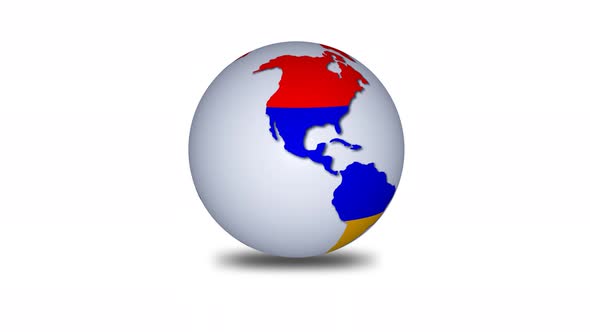 Armenia Flag 3d Rotated Planet Animated White Background