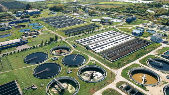 Massive Complex of Sewage Cleaning Plants in a Top View, Stock Footage