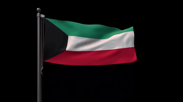 Kuwait Flag On Flagpole With Alpha Channel alt