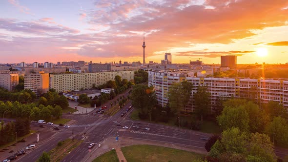 Day to Night Time Lapse of Berlin cityscape with tv tower, Berlin, Germany