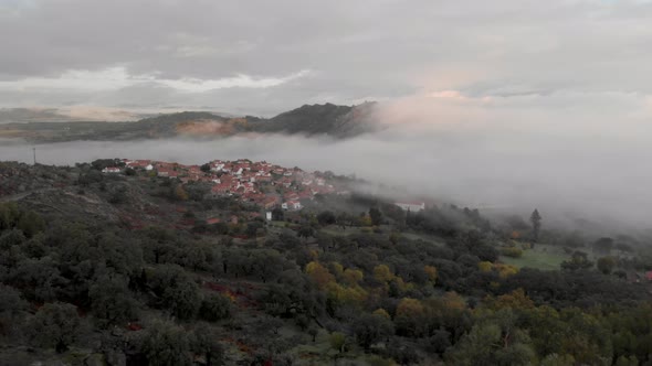 Fog Covered Small Village