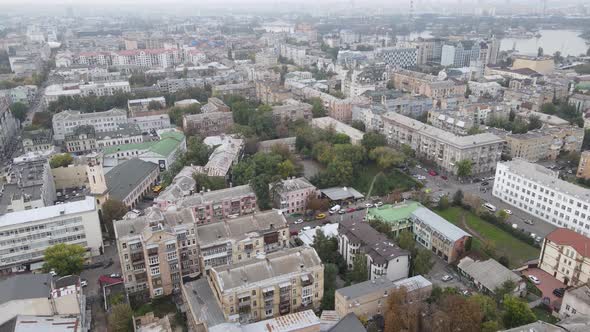Cityscape of Kyiv, Ukraine. Aerial View, Slow Motion alt