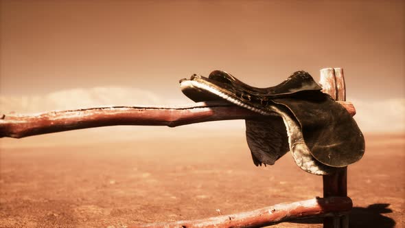 Horse Saddle on the Fence in Monument Valley alt