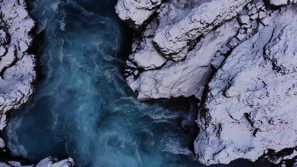 The Aerial View of the Milky Blue River, Iceland