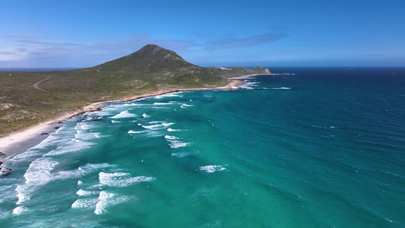 Beautiful Aerial Drone Shot of Cape of Good Hope in Cape Point National park in Cape Town alt