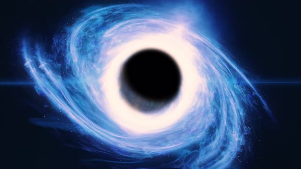 Black hole absorbing and destroy galaxy at its center. Scientific 3d render footage