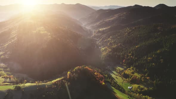 Sunrise at Alps Mountain Ridges Aerial alt