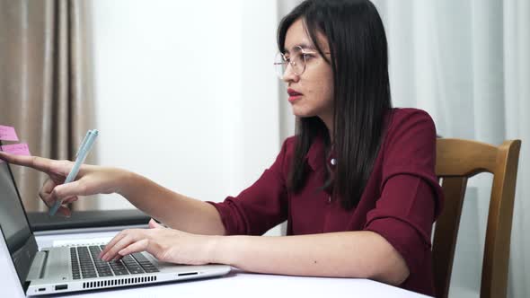 Woman working at home concept