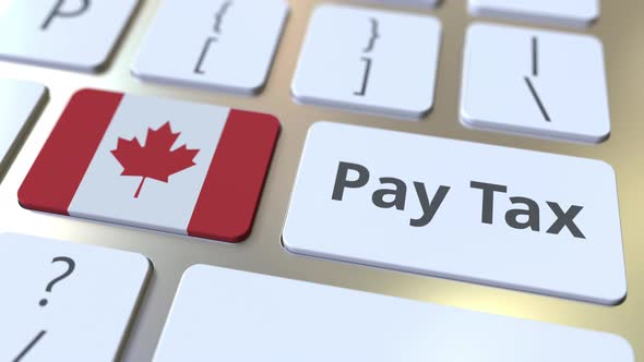 PAY TAX Text and Flag of Canada on the Keyboard alt