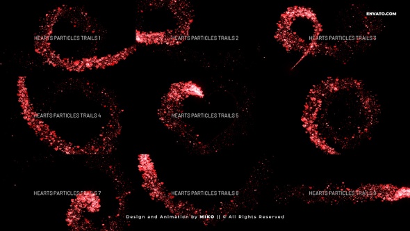 Red Hearts Particles Trails