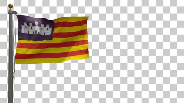 Balearic Islands Flag on Flagpole with Alpha Channel alt