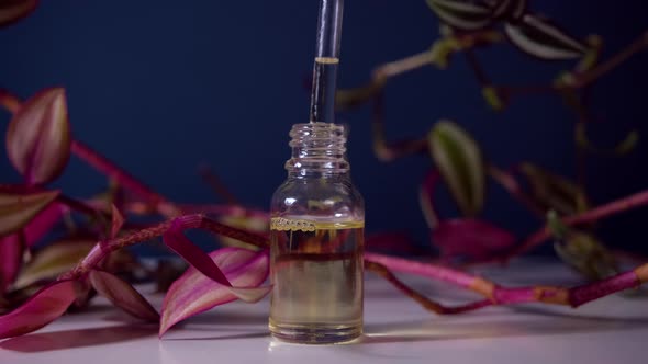 Nature Cosmetics in Glass Bottle with a Pipette
