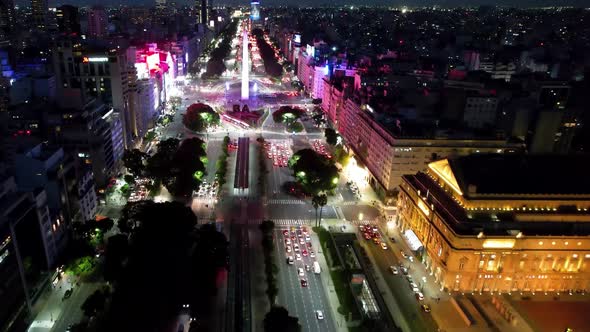 Buenos Aires Argentina. Night cityscape landscape of tourism landmark. alt