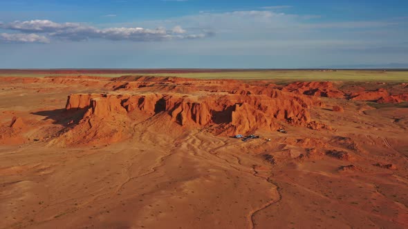 Bayanzag Flaming Cliffs at Sunset in Mongolia alt