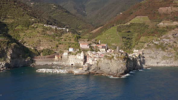 Aerial View of the Colorful Village of Vernazza in the Cinque Terre Reserve Italy alt