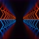 Orange and Blue Led Neon Rhombus Corridor on Dark Background Seamless Animation