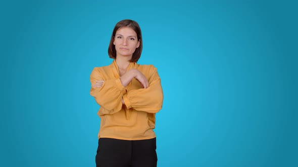 Effective standing business woman. alt