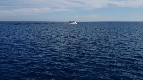 Tourist Sightseeing Ship with People Sailing in Sea Near Protaras, Cyprus