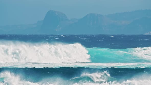Powerful Stormy Sea Waves of the World Famous Jaws Beach on Maui Hawaii Island alt