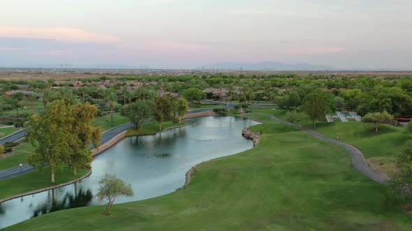 Beautiful Aerial Over Lake