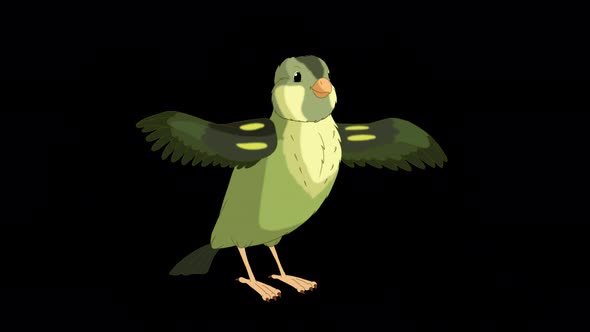 Green forest bird say hello alpha matte 4K
