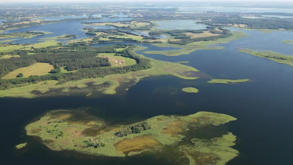Top View of the Snudy and Strusto Lakes in the Braslav Lakes National Park, the Most Beautiful Lakes alt