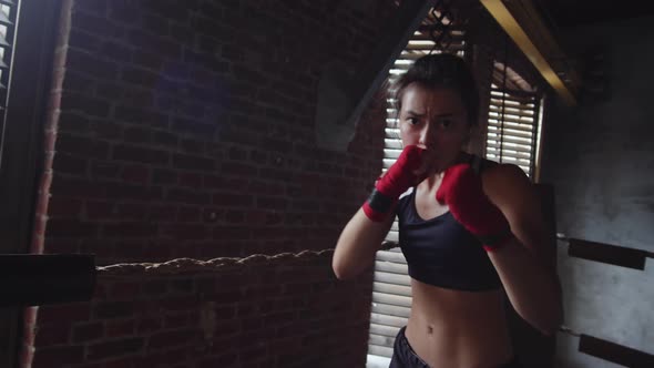 Athletic Aggressive Sportswoman Boxing alt
