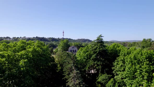 Abandoned looking church in the forest in Montpellier, France. alt