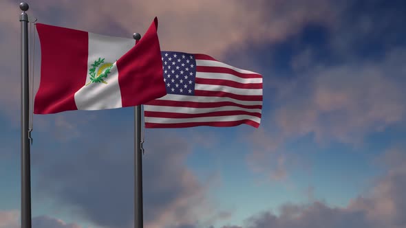 Raleigh City Flag Waving Along With The National Flag Of The USA - 4K alt