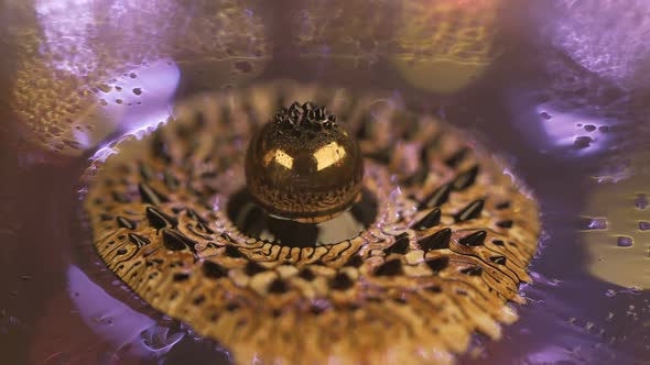 Ferrofluid. Beautiful Colors and Fantastic Shapes. Close-up.