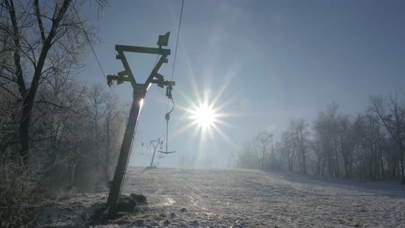 Ski slopes and ropeway above town of Zajecar in Eastern Serbia 2K 3840X2160 UHD video - Winter time  alt