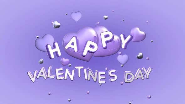Valentine's Day loop animation 3D on the purple background