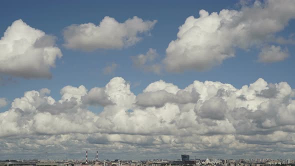 Clouds Fly Over the City of Saint Petersburg, Timelapse