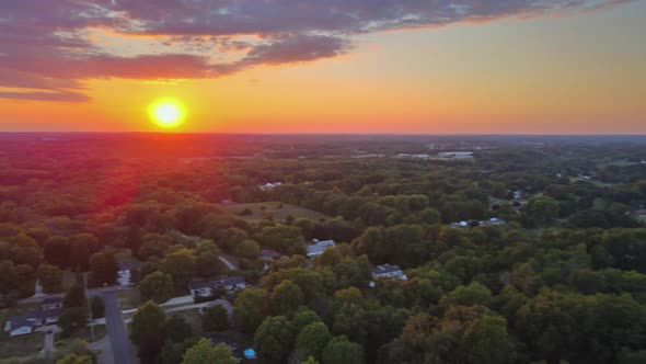 Landscape of Green Field Under Scenic Summer Dramatic Sky In Sunset Dawn Skyline on Akron Ohio alt