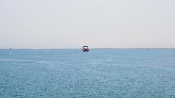 Big Ferry Boat Sailing on Open Sea alt