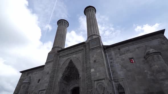 Mosque Walls And Minaret Entrance 