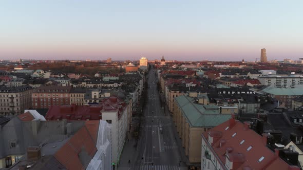 City Street in Stockholm, Sweden Aerial View