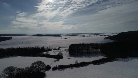 Winter Landscape Aerial View 4K