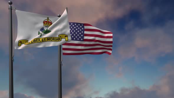 Annapolis City Flag Waving Along With The National Flag Of The USA - 4K alt