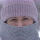 Portrait of Young Woman Closing Face with Winter Scarf at Snowy Day - VideoHive Item for Sale