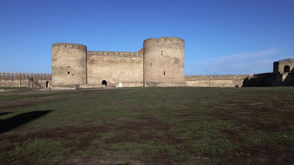 Aerial view of the Akkerman fortress in Belgorod-Dniester, Ukraine in winter alt