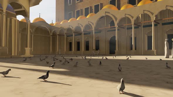 Pigeons in the Great Mosque and Courtyard alt