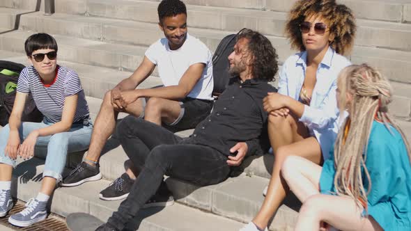 Modern Lounging Friends on Steps alt