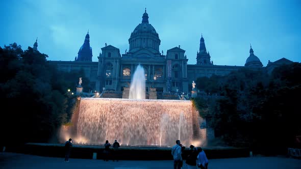 Light Show Along the Stairs on Montjuic with Famous Fountains Barcelona alt