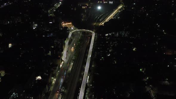 Aerial view of the City at night, Khilgaon, Dhaka, Dhaka, Bangladesh. alt