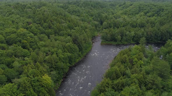 Fast aerial fly by of a river. alt