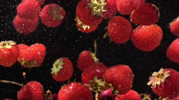 Strawberries in Water Slow Mo