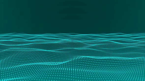 Abstract cyan color particle wave animated background alt