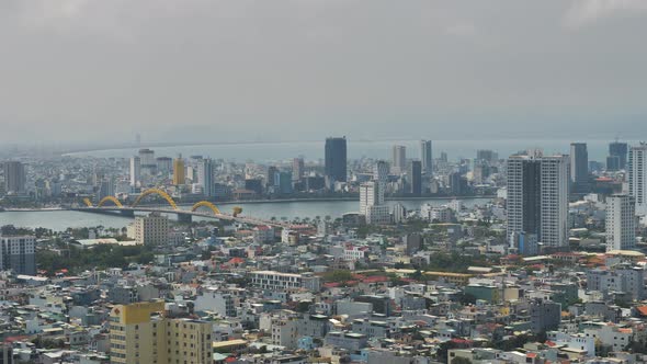 Time Lapse of a Beautiful Industrialized City with View of Big Buildings Hotels and House Bridge and alt
