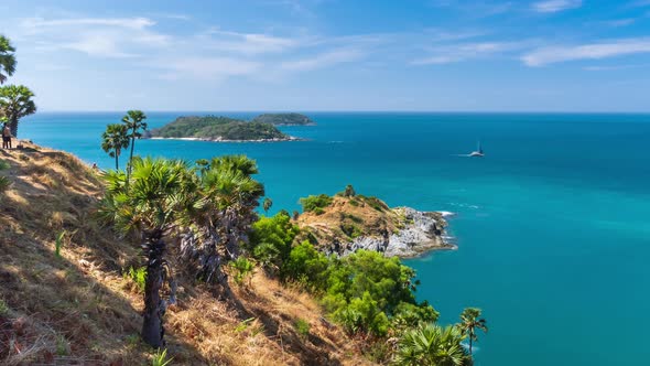 Laem Promthep Cape, famous view point scenic area, Phuket, Thailand - Time Lapse